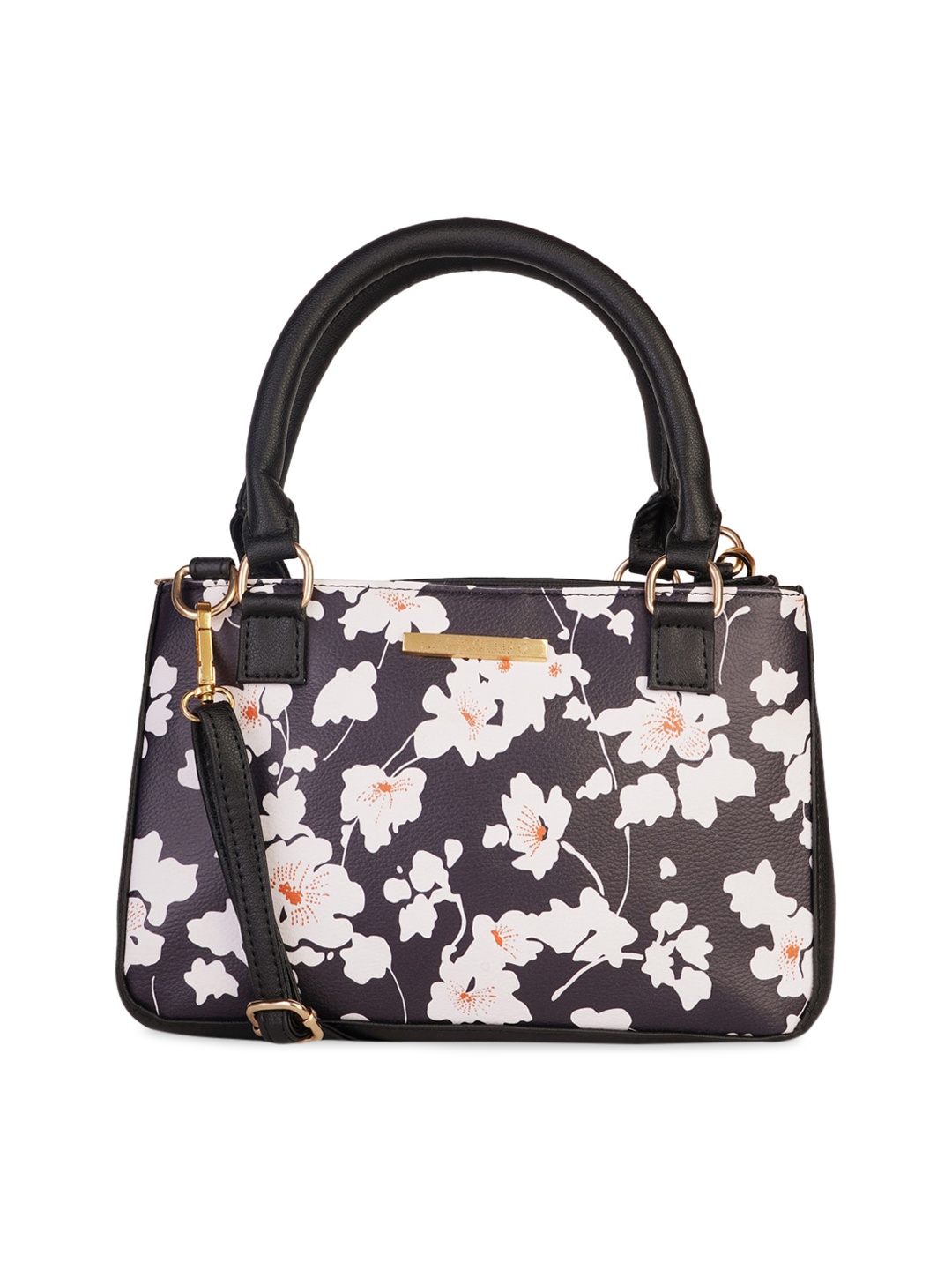 

Lapis O Lupo Black & White Floral Printed Handheld Bag