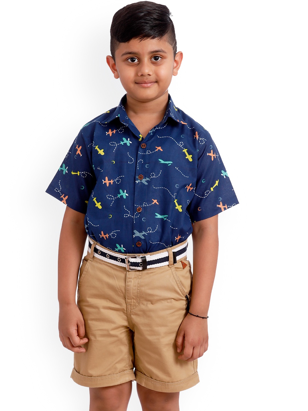 

SOULFULLY INDIAN Boys Blue Organic Cotton Regular Fit Printed Casual Shirt