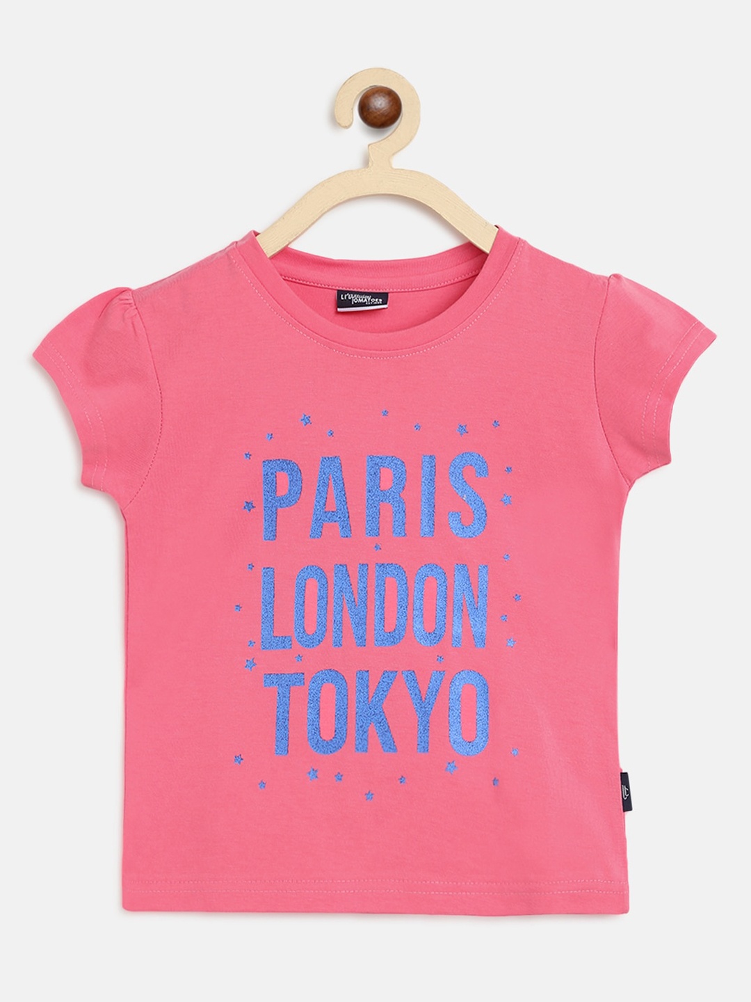 

Lil Tomatoes Pink & Blue Printed Regular Top