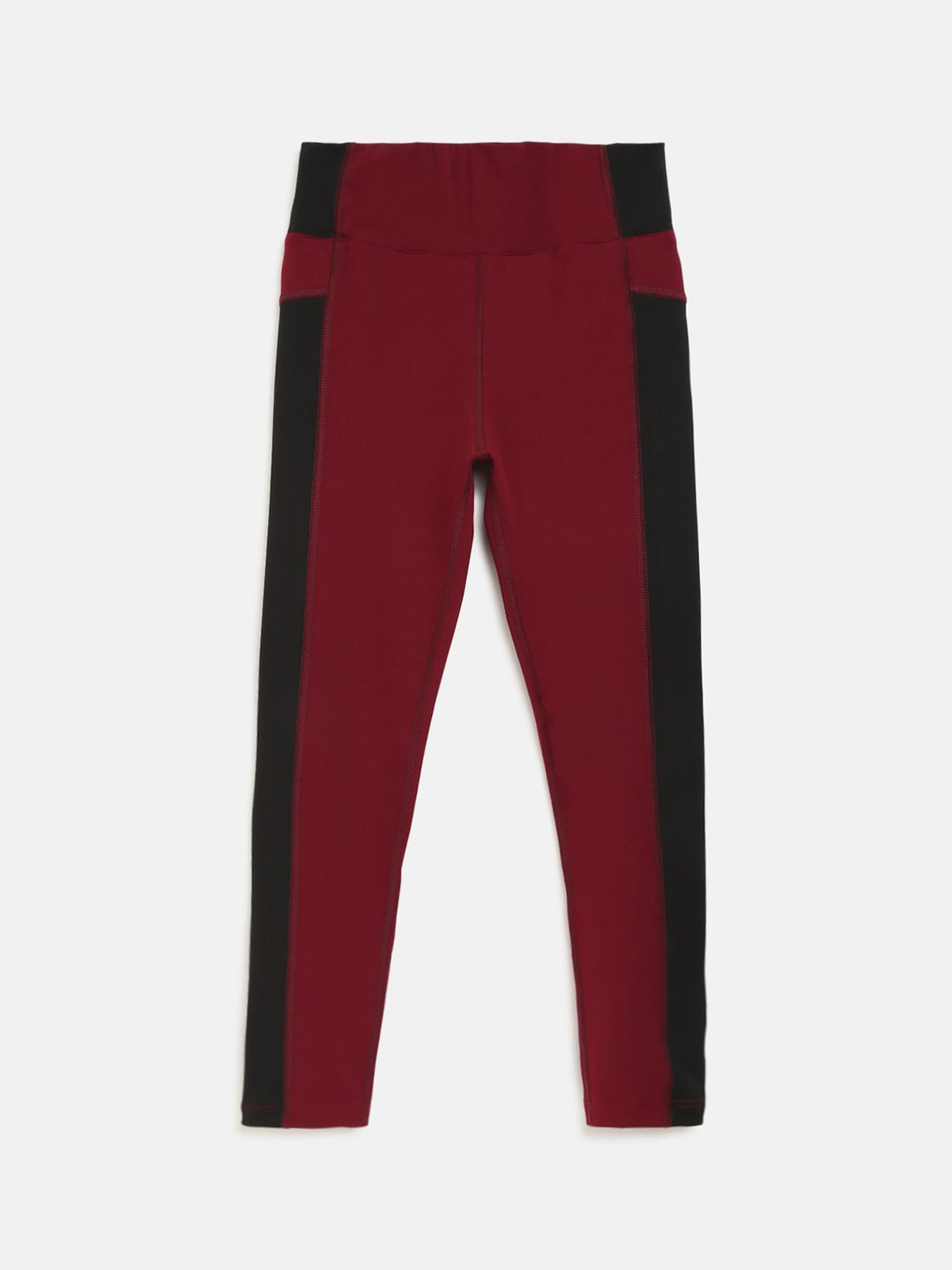 

CHIMPRALA Girls Maroon & Black Solid Sports Tights