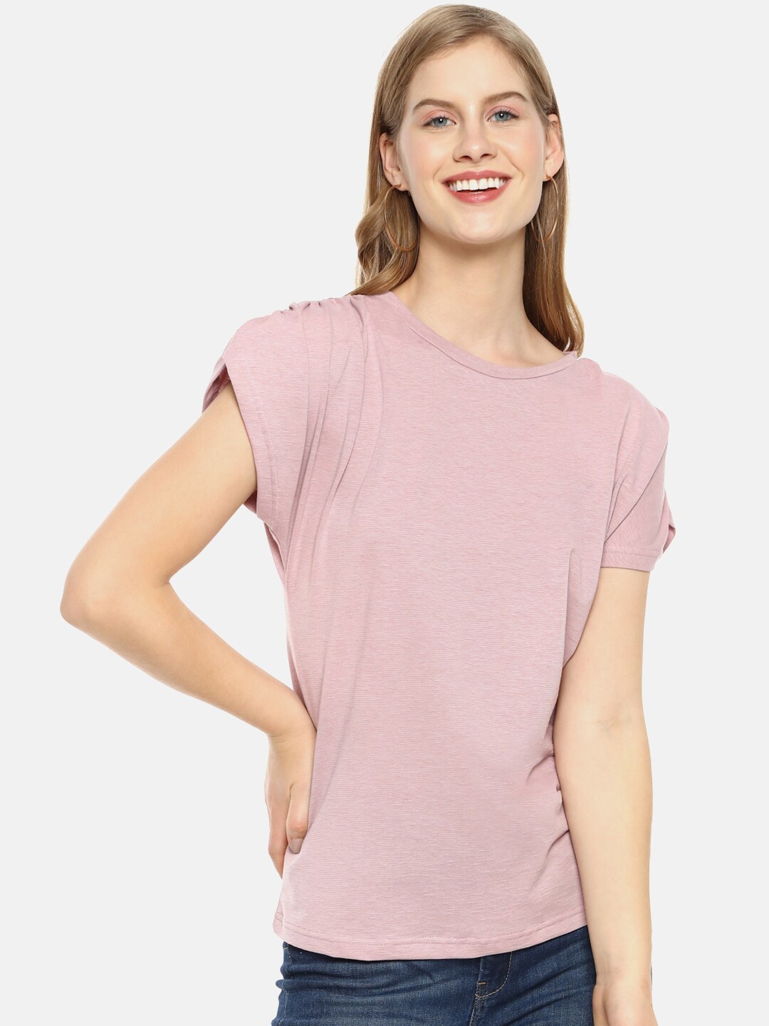 

Campus Sutra Mauve Pure Cotton Regular Top