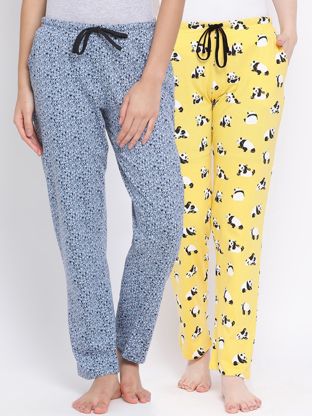 

Kanvin Women Pack Of 2 Printed Lounge Pants, Yellow