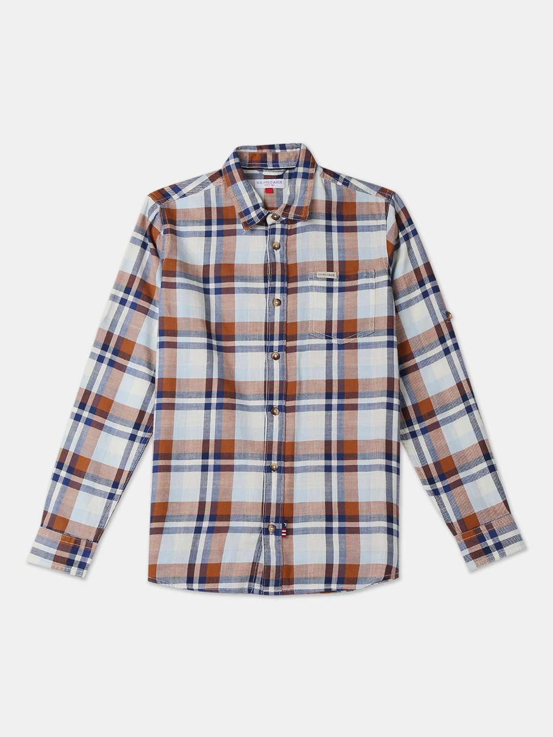 

U.S. Polo Assn. Kids Boys White Regular Fit Checked Casual Shirt