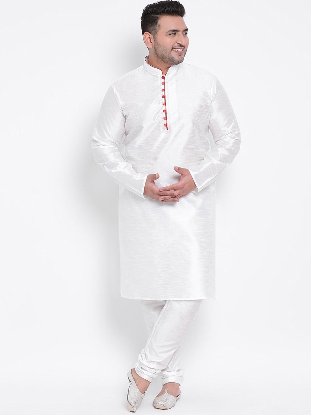 

Hangup Men White Solid Kurta with Pyjamas