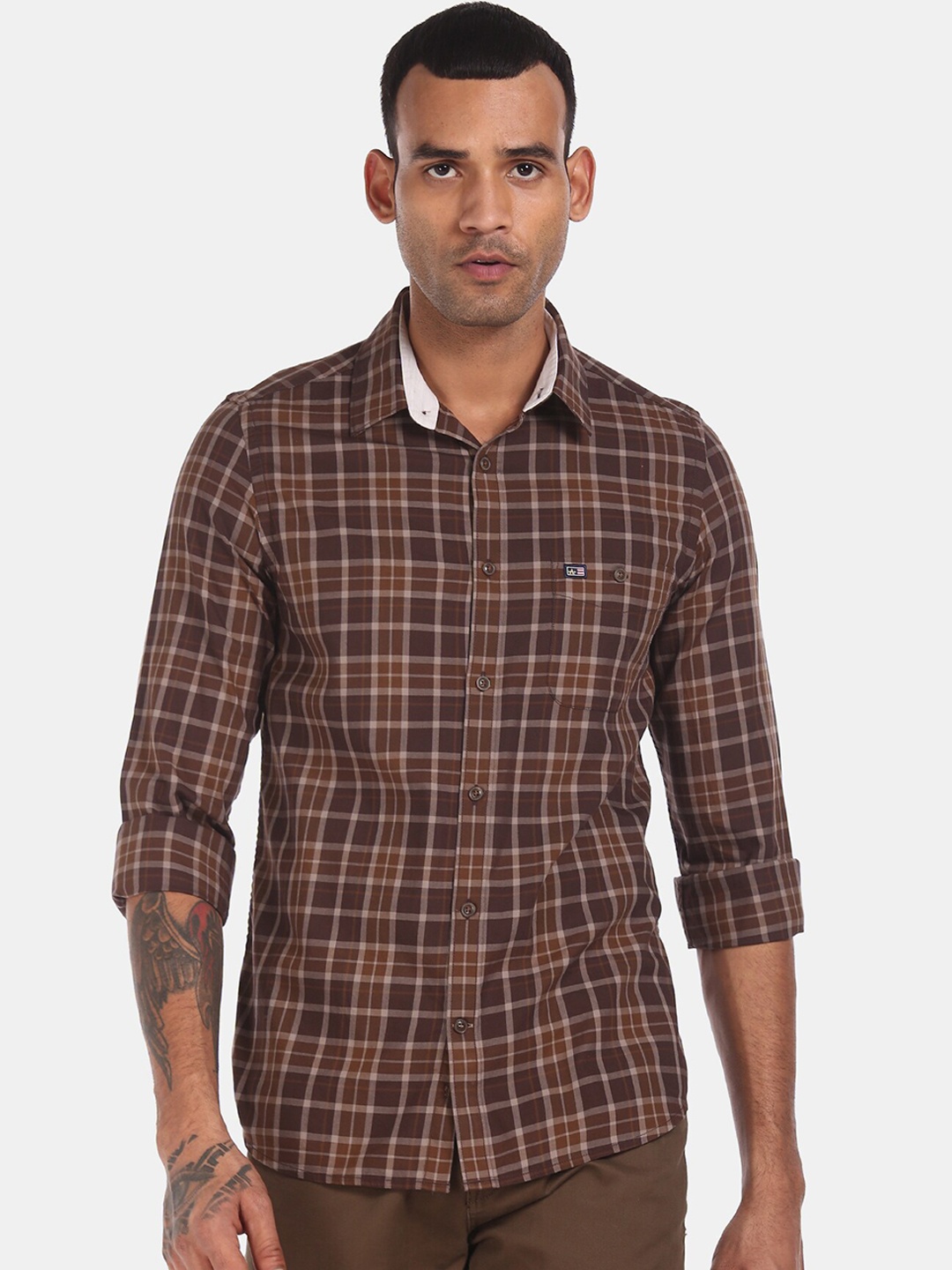 

Arrow Sport Men Brown Regular Fit Checked Casual Shirt
