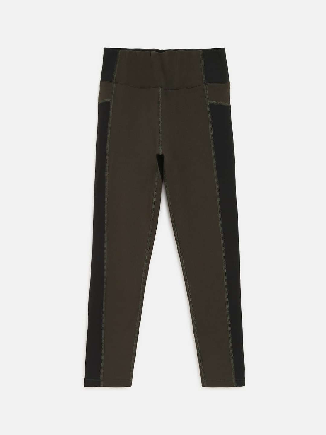 

CHIMPRALA Girls Olive Green Solid Tights