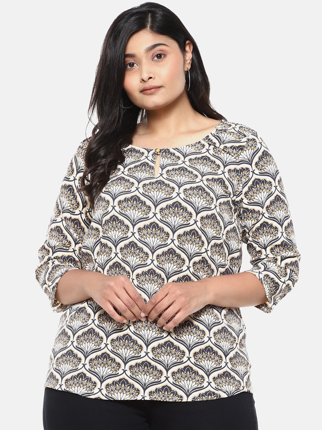 

Instafab Plus Multicoloured Printed Regular Top, Multi