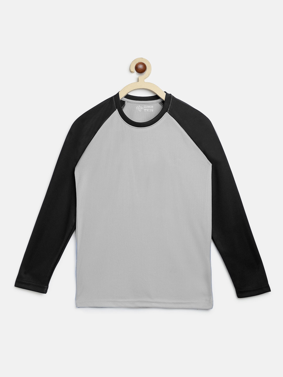 

CHIMPRALA Girls Grey Solid Round Neck T-shirt