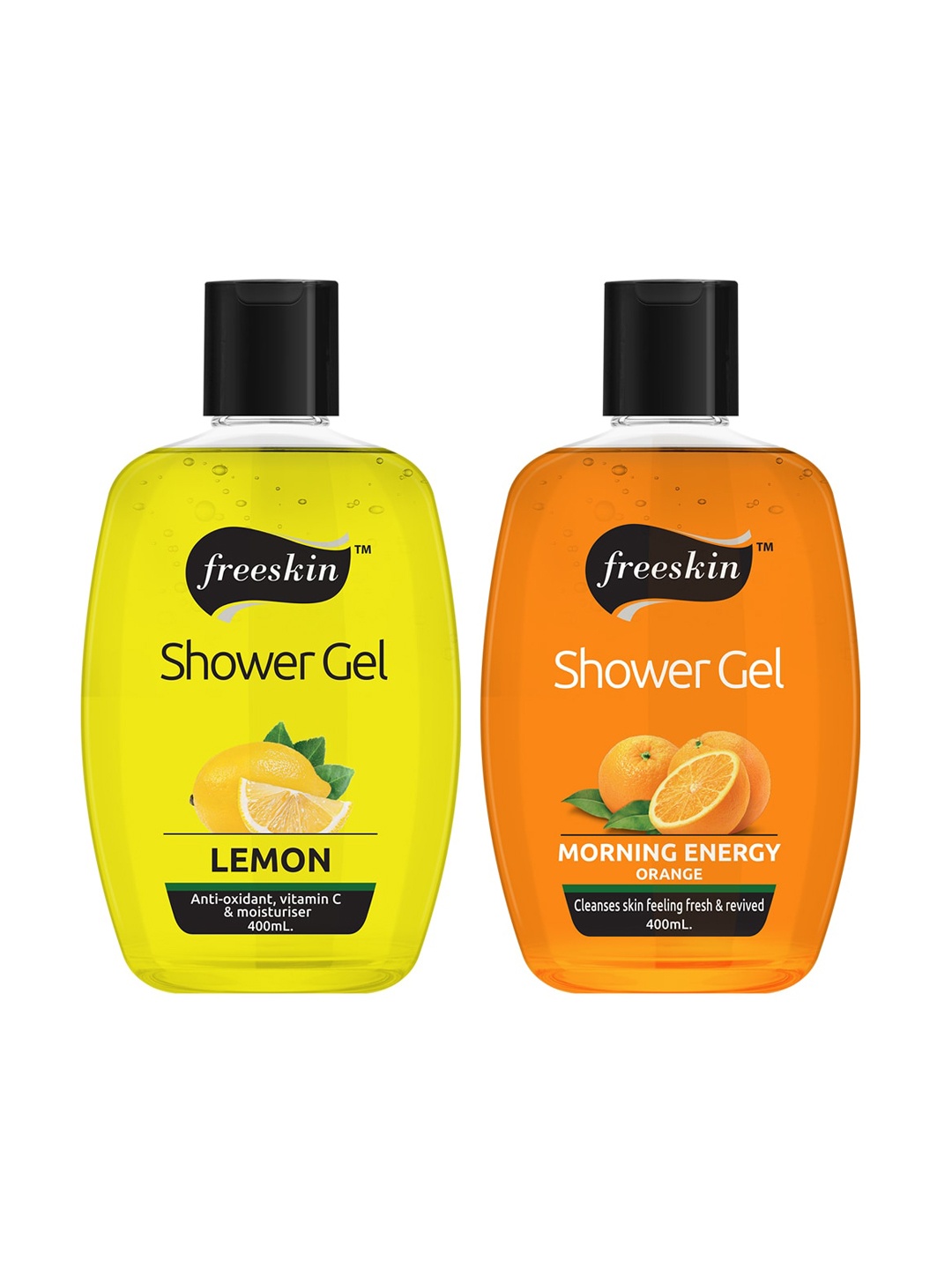 

Freeskin Unisex Pack of 2 Lemon & Orange Shower Gel 400 ml, Multi