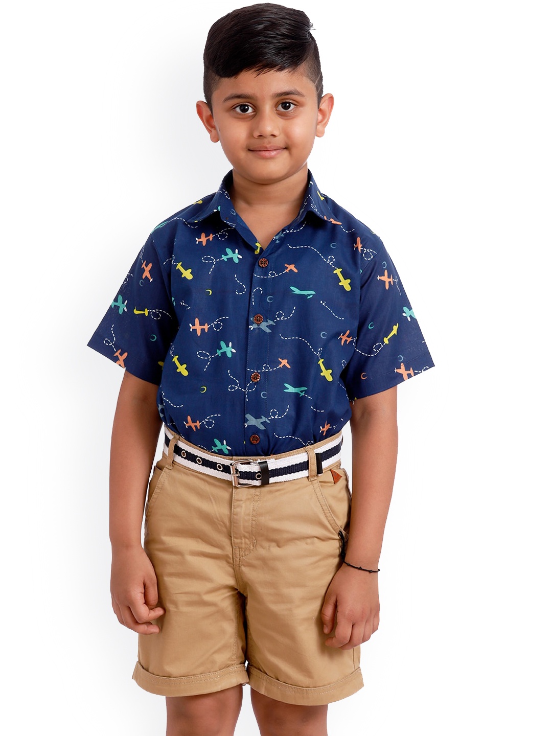 

SOULFULLY INDIAN Boys Navy Blue Regular Fit Printed Casual Shirt