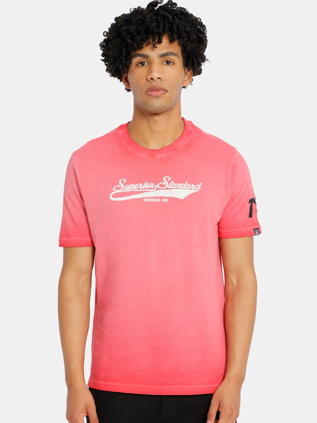 

Cherokee Men Pink & White Typography Print Cotton Round Neck T-shirt