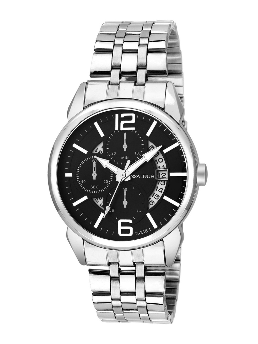 

Walrus Men Black & Silver-Toned Analogue Watch