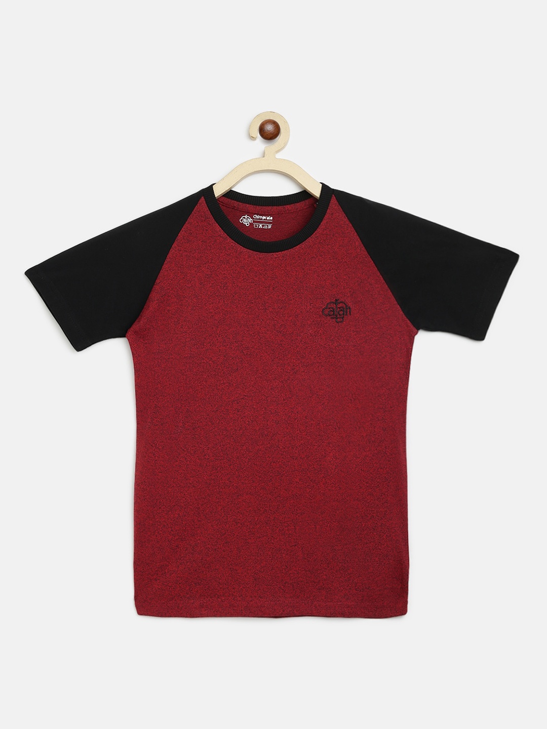 

CHIMPRALA Girls Red & Black Solid Round Neck Training T-shirt
