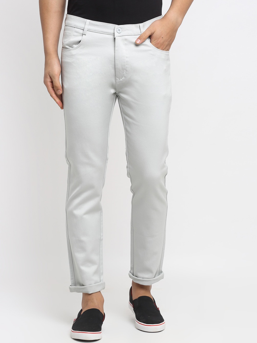 

Rodamo Men Grey Solid Slim Fit Jeans