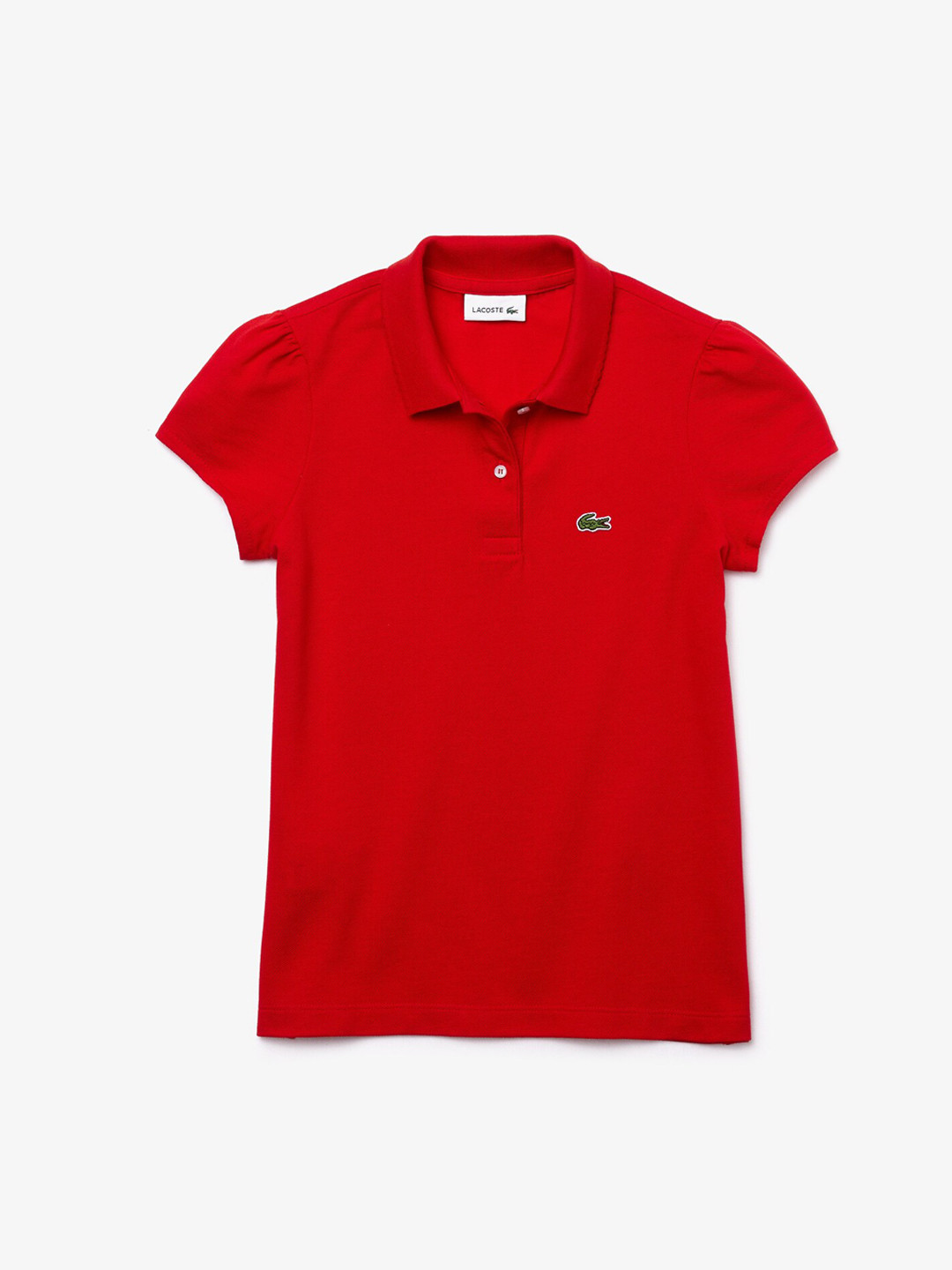 

Lacoste Girls Red Solid Polo Collar Pure Cotton T-shirt