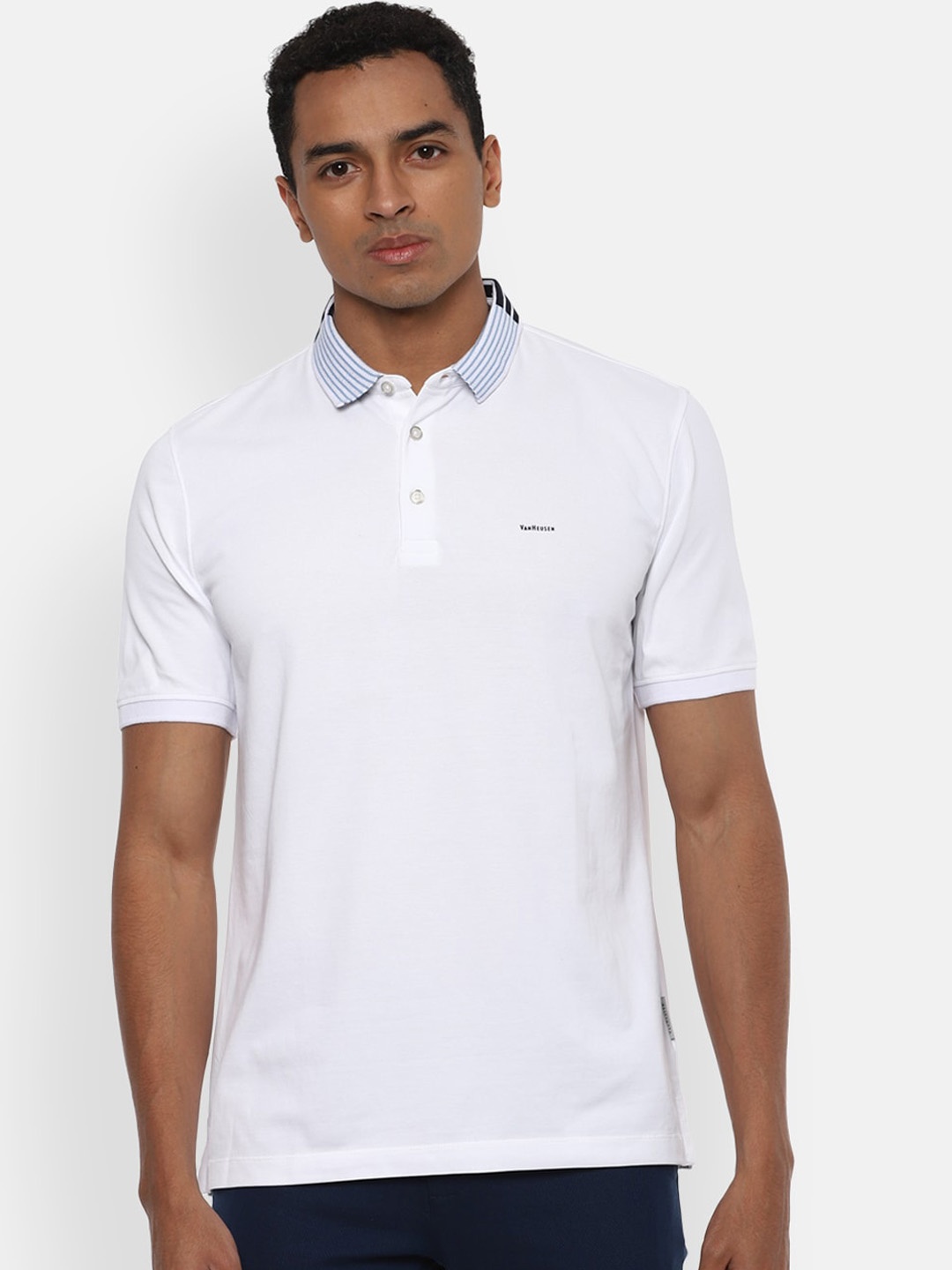 

Van Heusen Men White Solid Polo Collar T-shirt