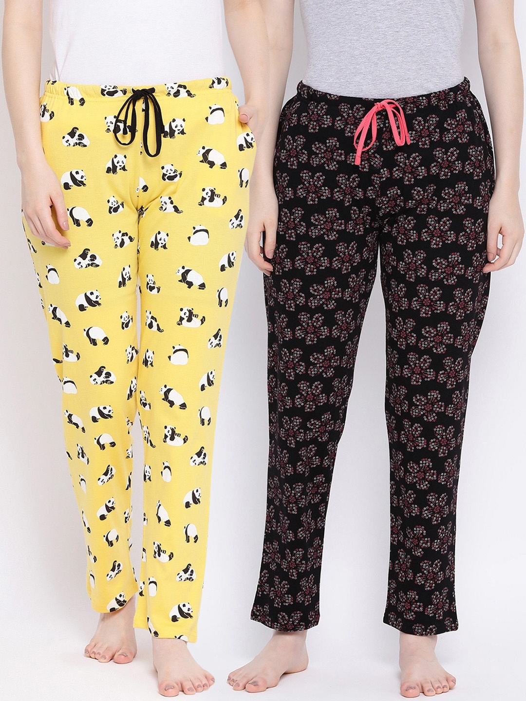

Kanvin Women Pack Of 2 Printed Lounge Pants, Yellow