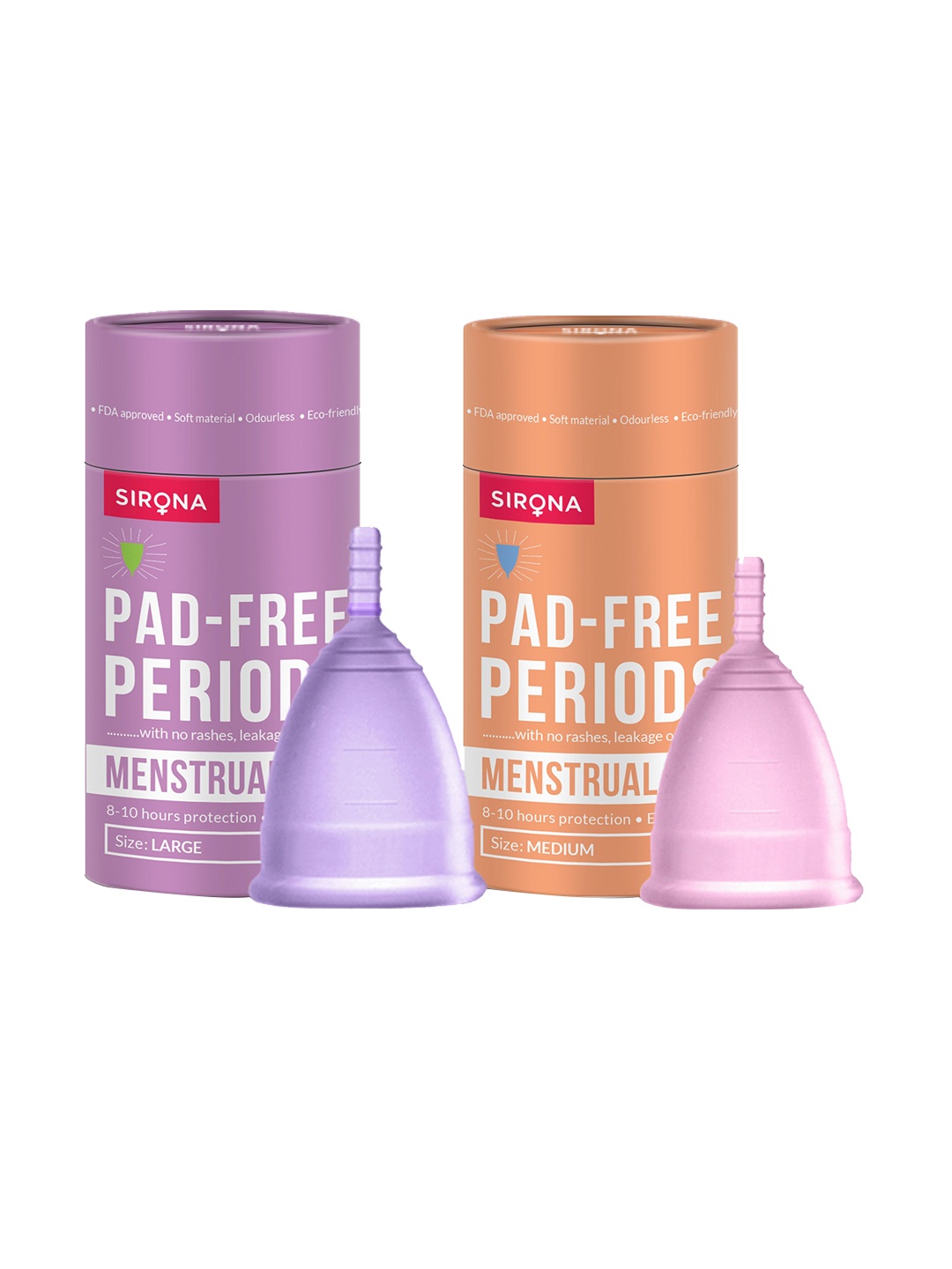 

Sirona Pack of 2 Reusable Menstrual Cup Large & Medium Size, Purple