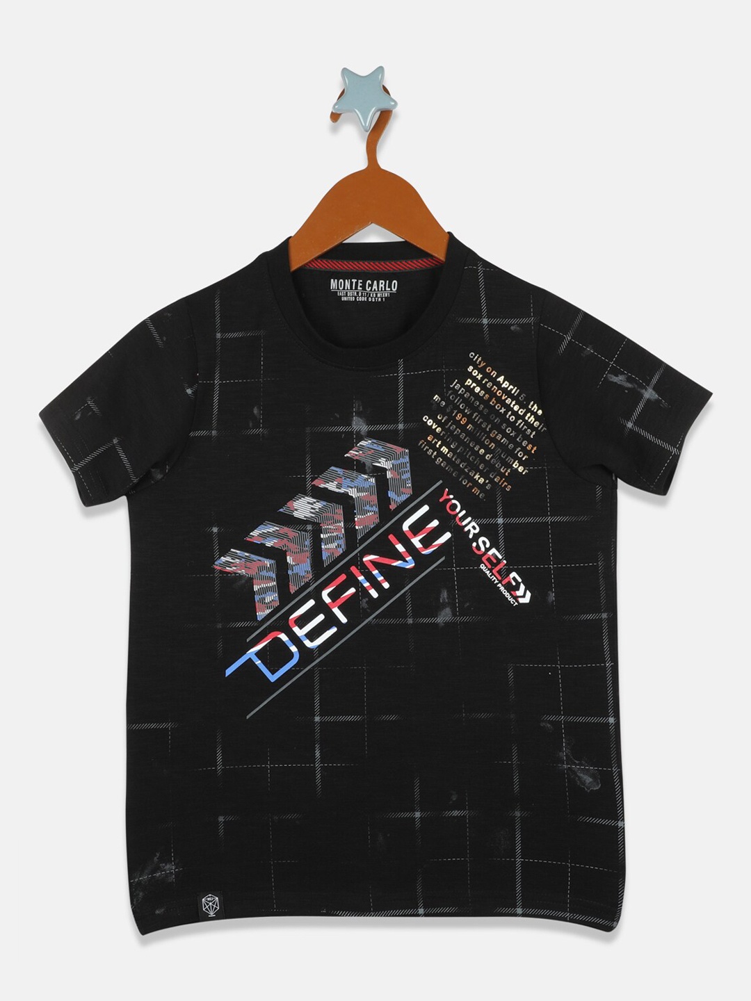

Monte Carlo Boys Black Printed Round Neck T-shirt