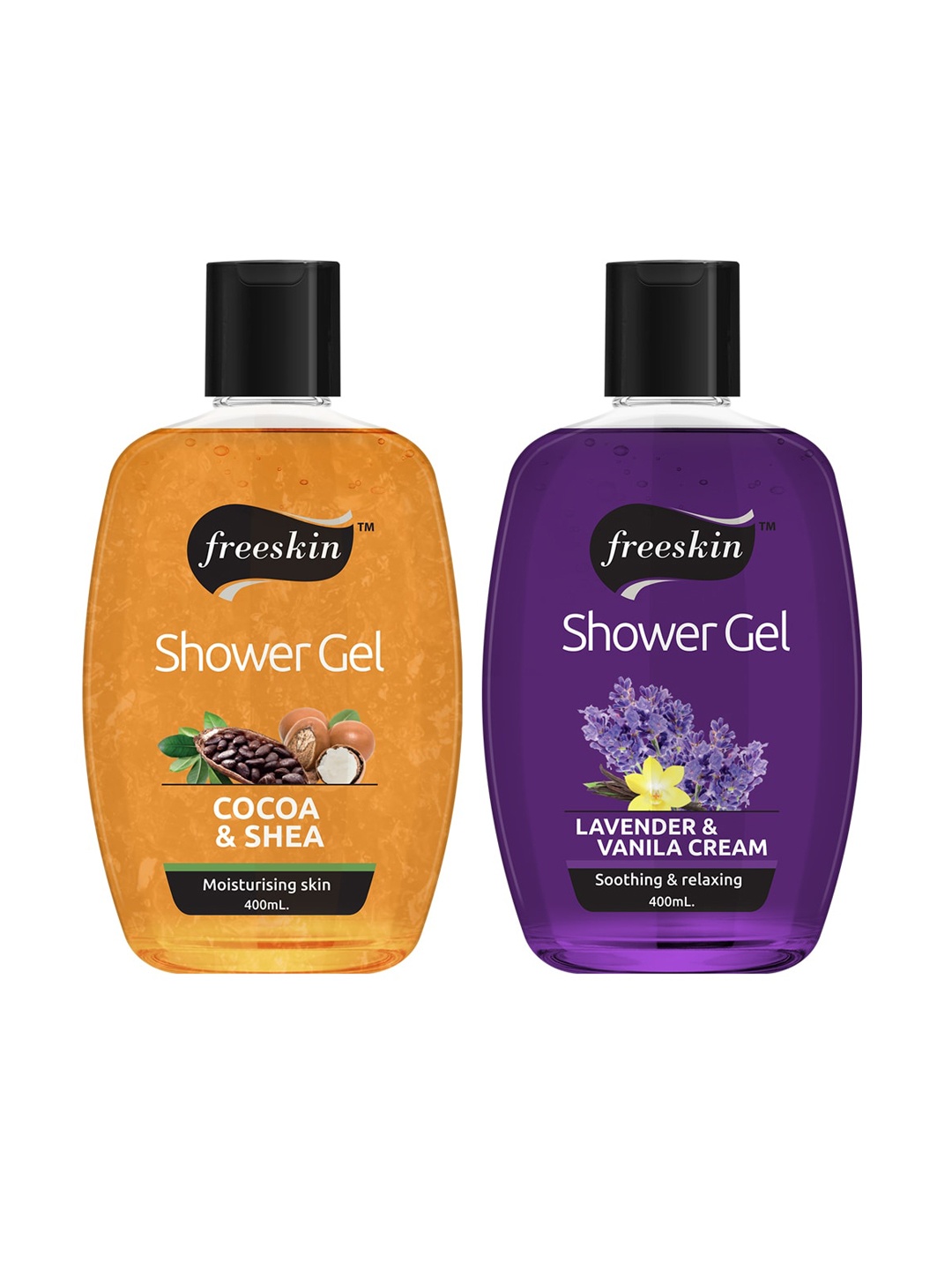 

Freeskin Unisex Pack of 2 Cocoa Shea & Lavender Shower Gel 400 ml, Multi