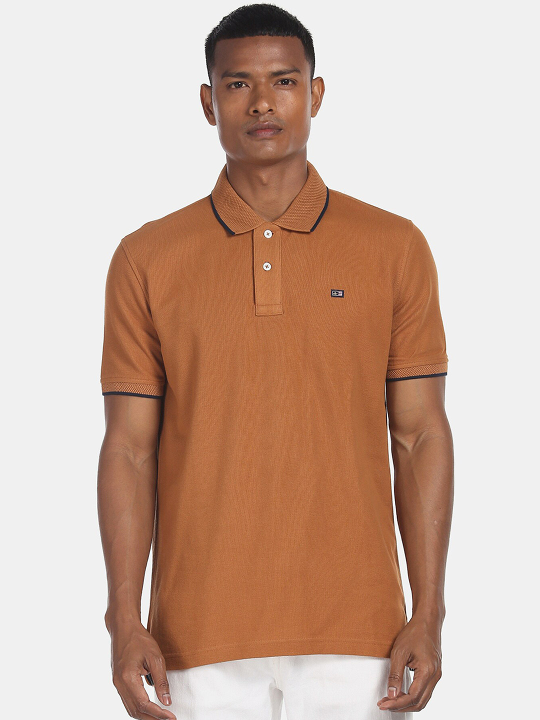 

Arrow Sport Men Brown Solid Polo Collar Cotton Pure Cotton T-shirt
