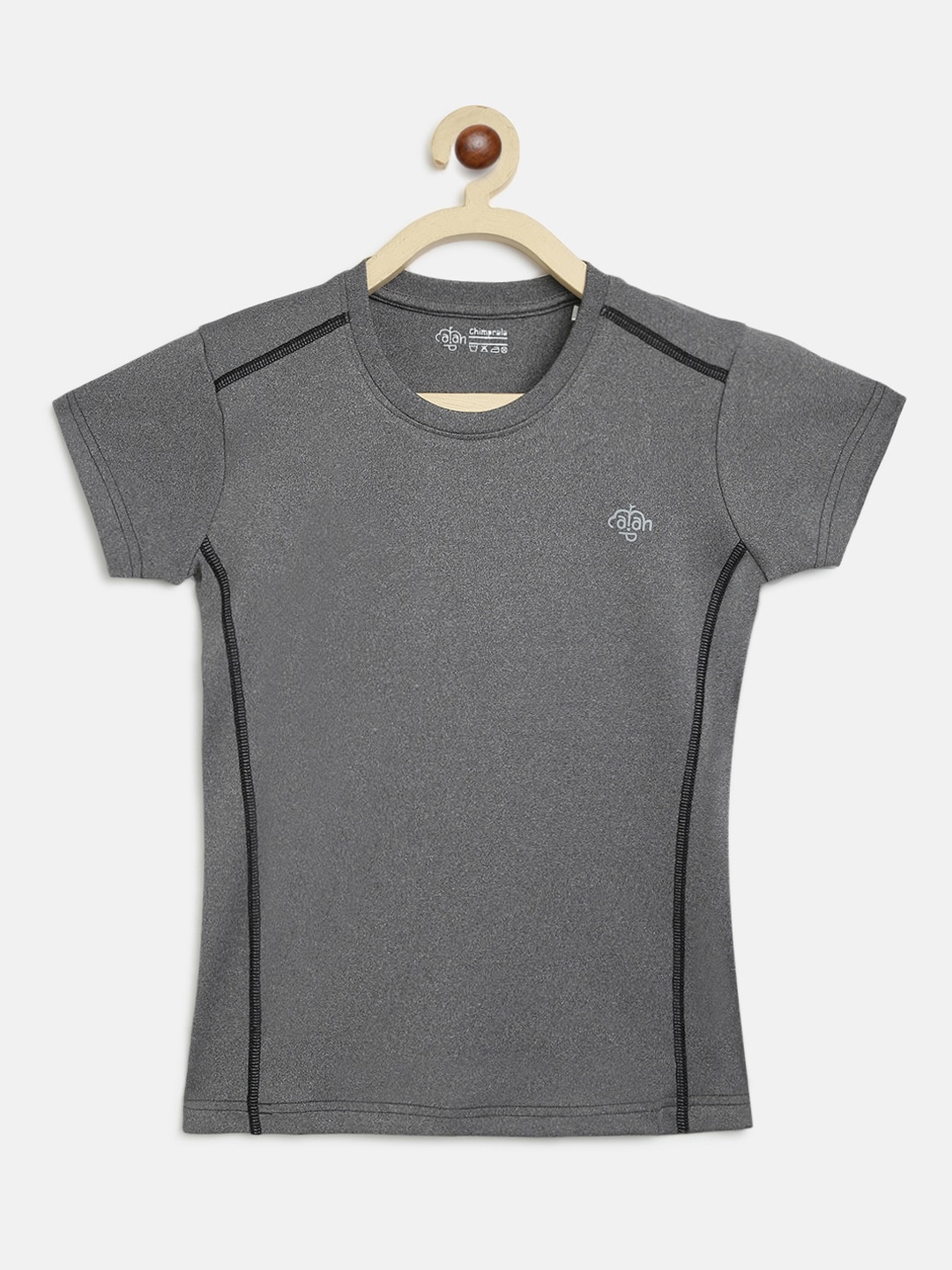 CHIMPRALA Girls Grey Solid Round Neck Sports T-shirt
