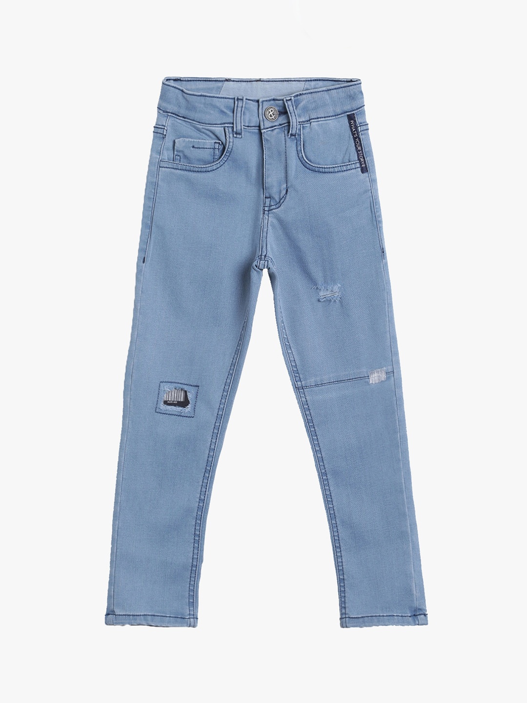 

TALES & STORIES Boys Blue Slim Fit Mid-Rise Mildly Distressed Stretchable Jeans