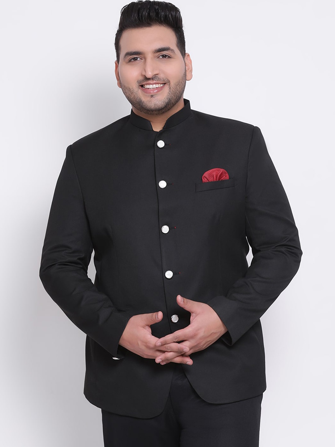 

Hangup Men Black Solid Bandhgala Party Blazer