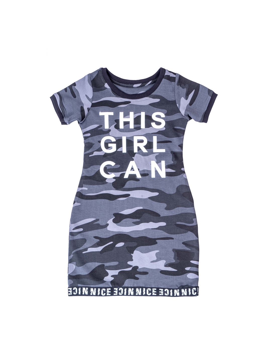 Hunny Bunny Girls Grey Printed T-shirt Dress
