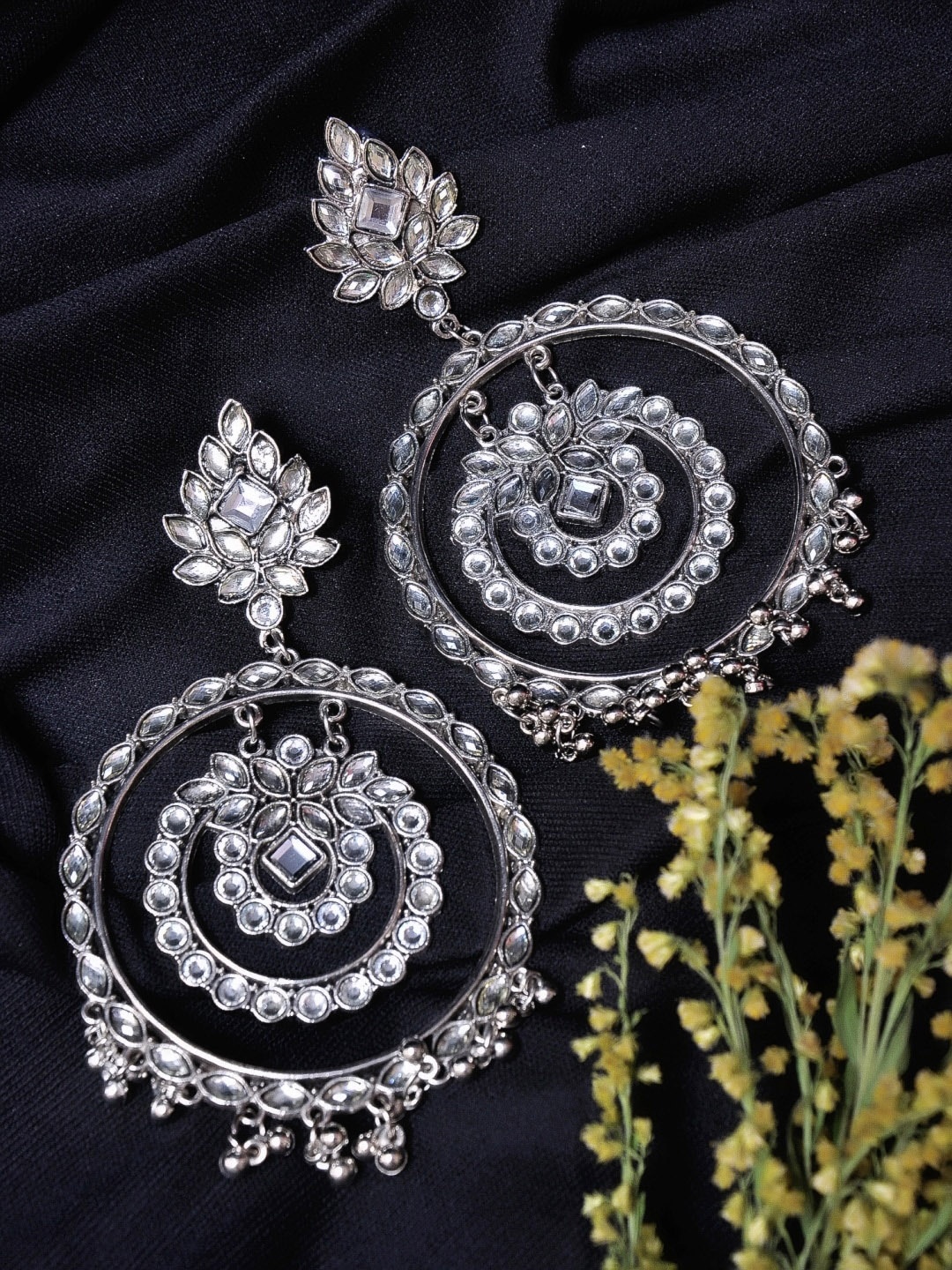 

Crunchy Fashion Silver-Plated Handcrafted Classic Drop Earrings
