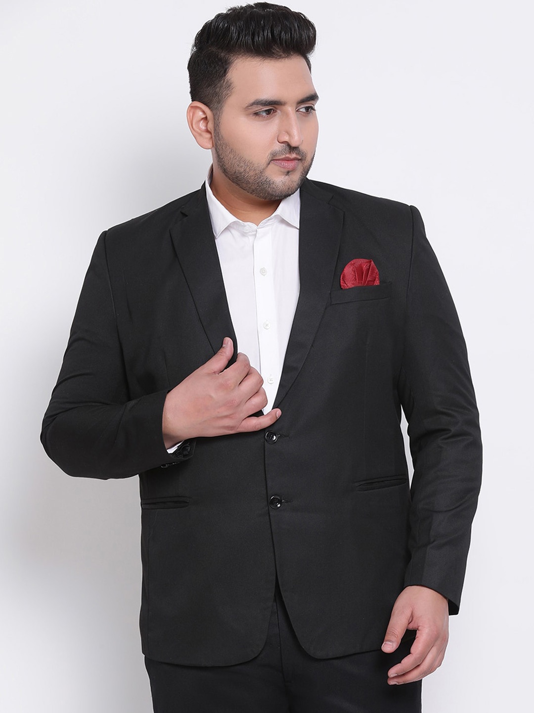 

Hangup Men Black Solid Single-Breasted Blazer