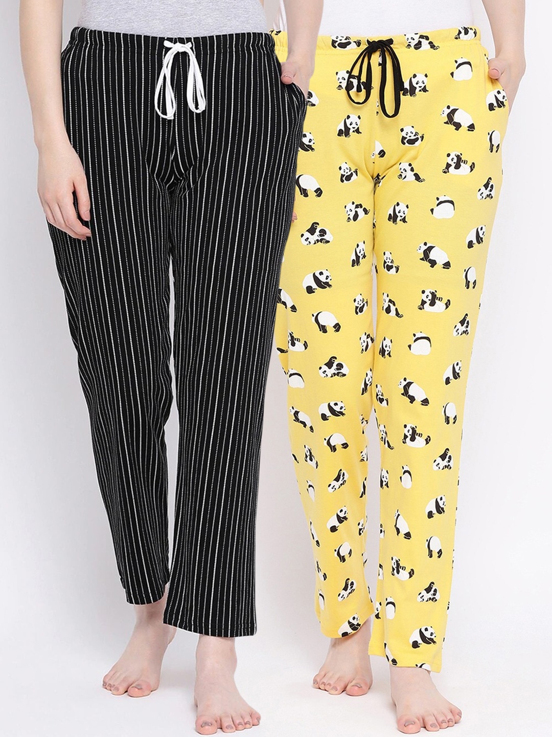 

Kanvin Women Pack Of 2 Printed Lounge Pants, Yellow