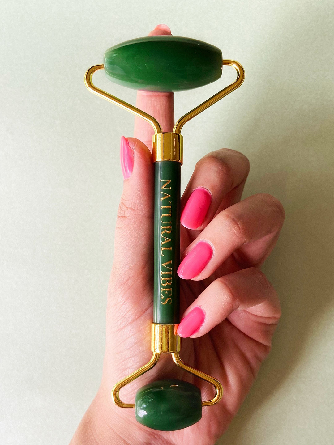 

natural vibes Jade Roller & Massager For Face, Neck And Under Eye, Green