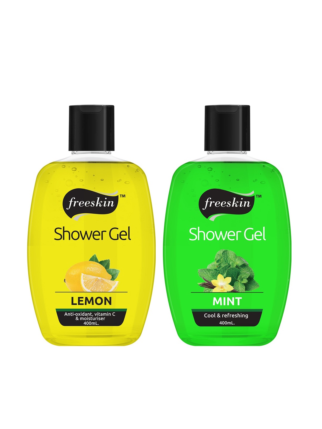 

Freeskin Unisex Pack of 2 Lemon & Mint Shower Gel 400 ml, Multi