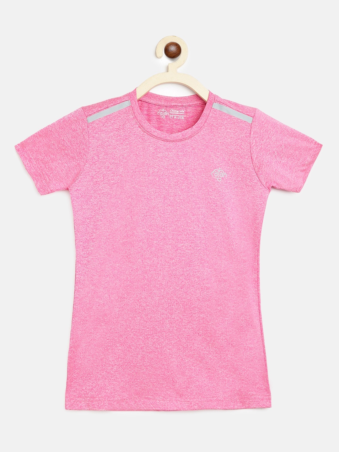 

CHIMPRALA Girls Pink Solid Round Neck T-shirt