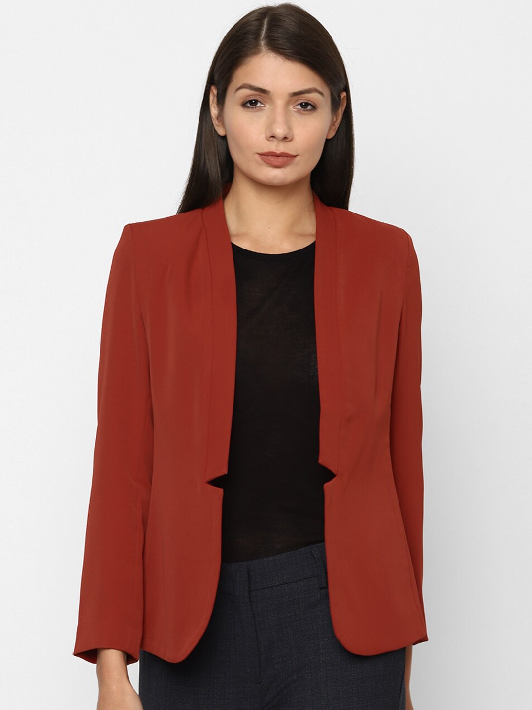 

Allen Solly Woman Red Solid Open-Front Formal Blazer