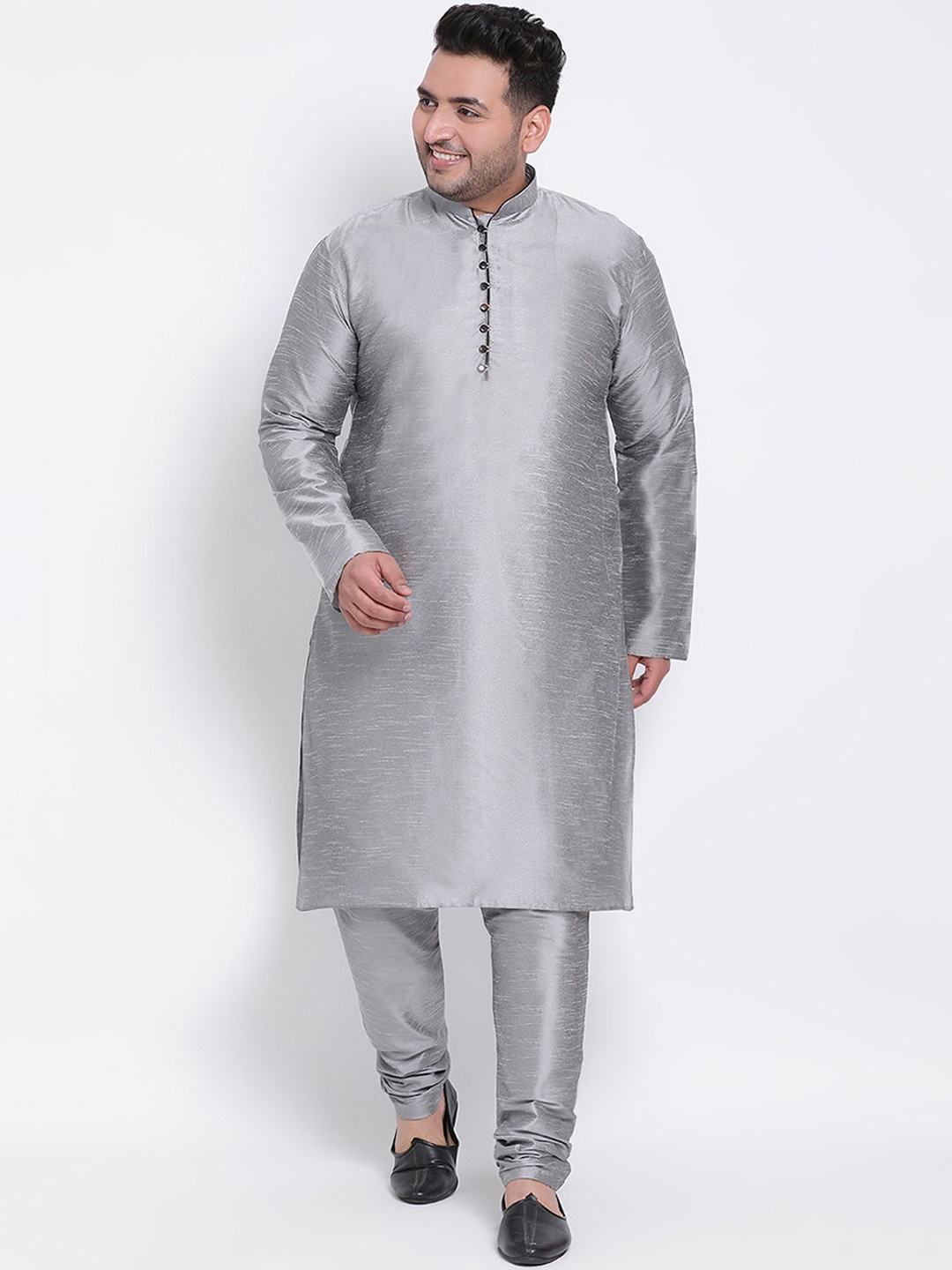 

Hangup Men Grey Solid Kurta with Churidar