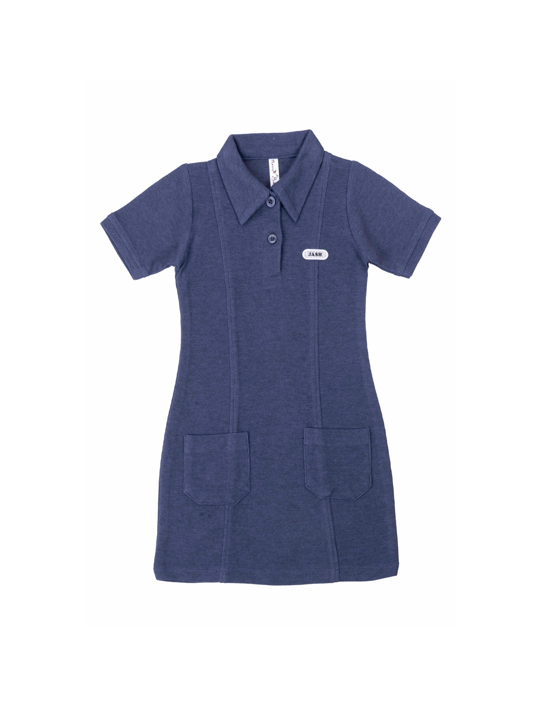 

Hunny Bunny Girls Navy Blue Solid Front Button T-shirt Dress
