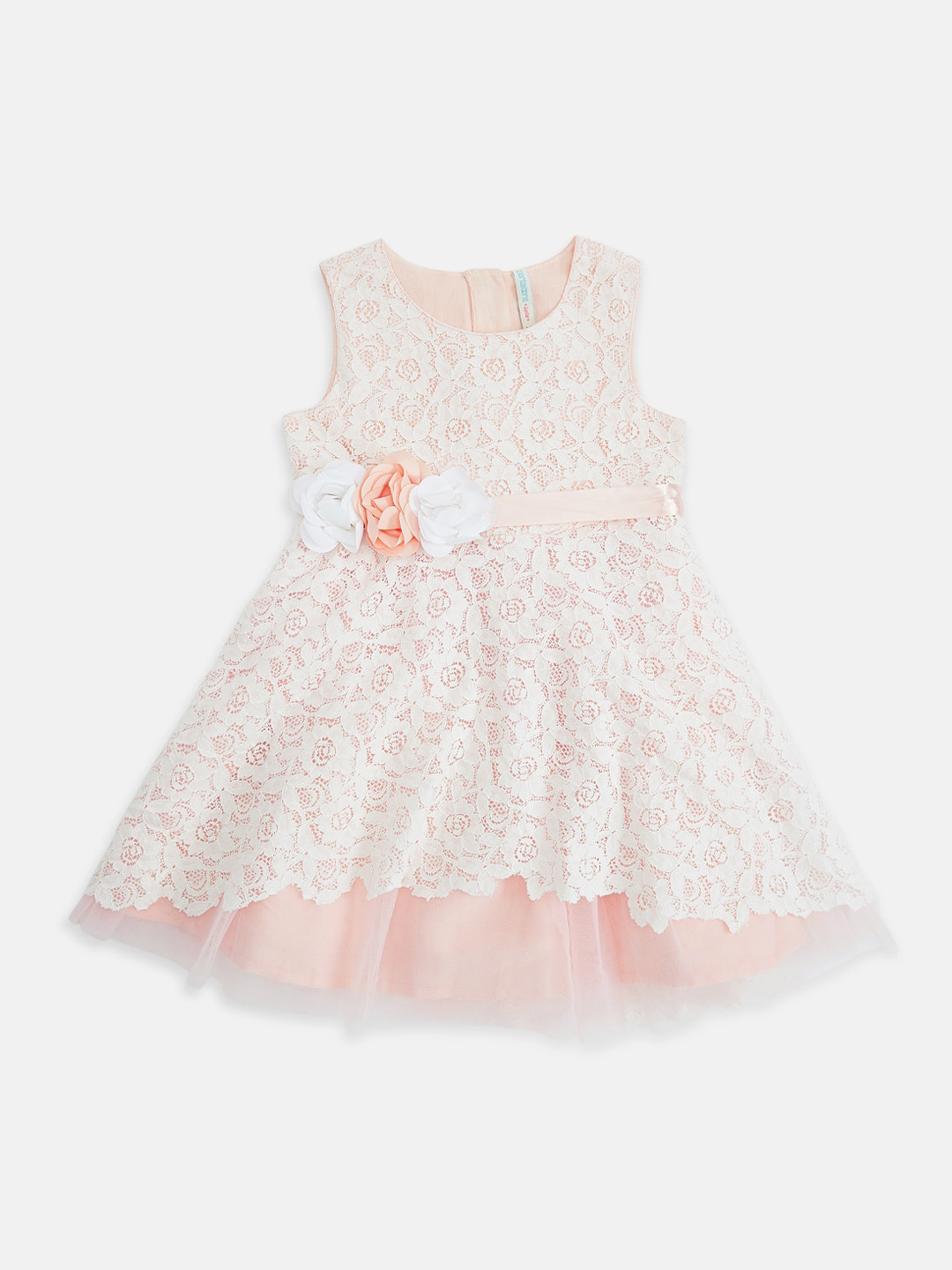 

Pantaloons Junior Girls Off-White Self Design Fit and Flare Dress