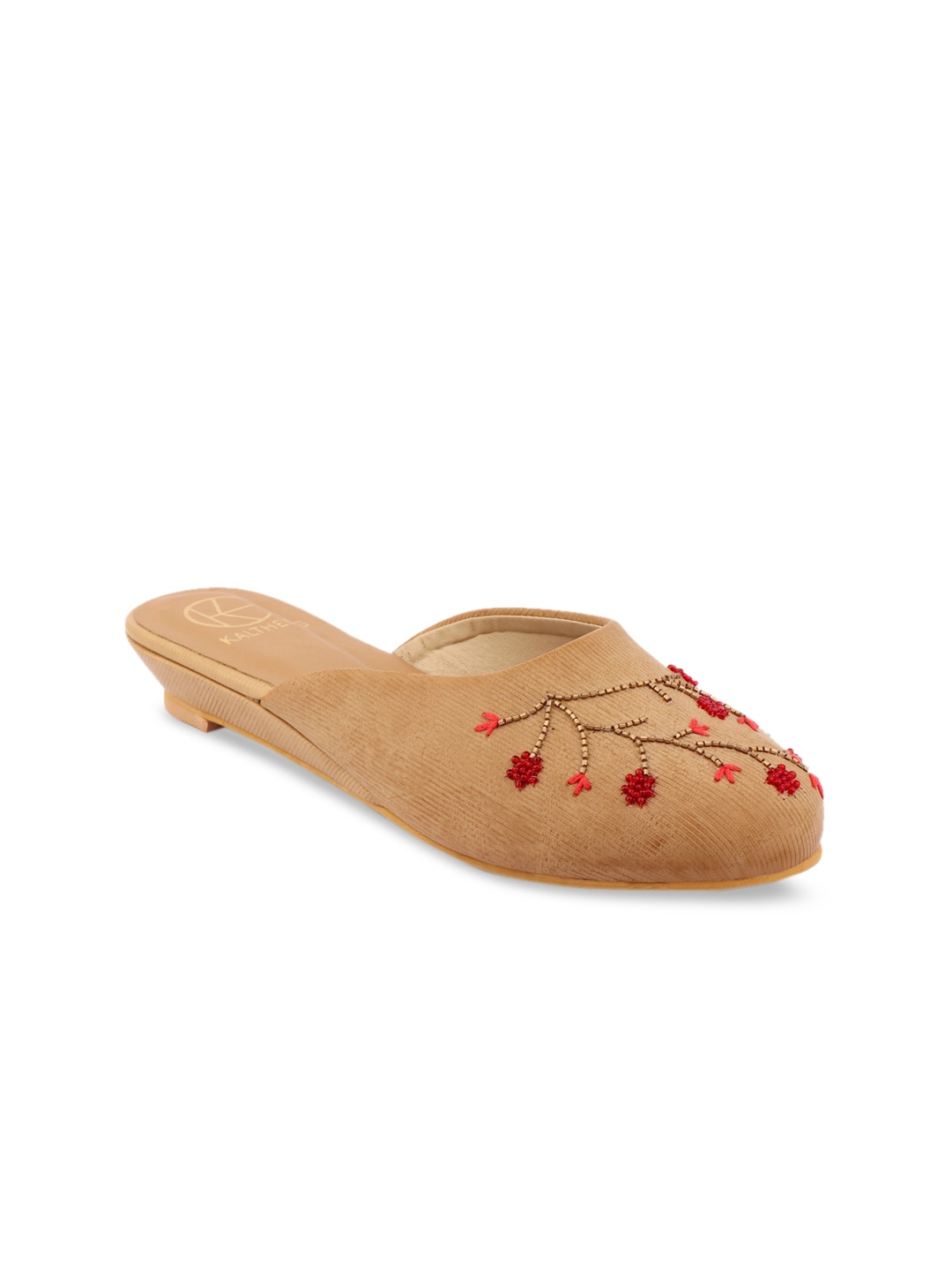 

KALTHEOS Women Beige Embellished Mules