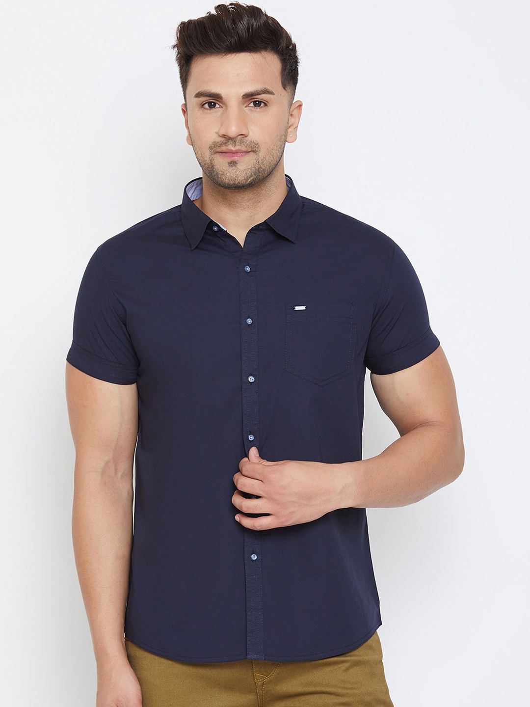 

Canary London Men Navy Blue Slim Fit Solid Casual Shirt