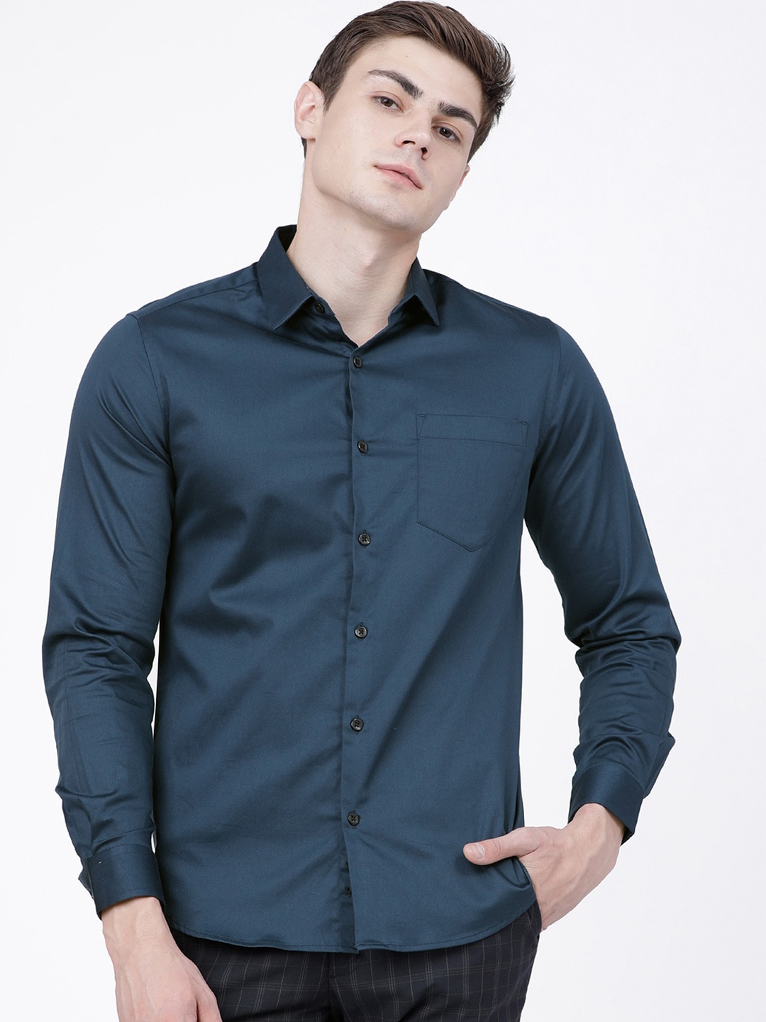 

HIGHLANDER Men Navy Blue Slim Fit Solid Casual Shirt