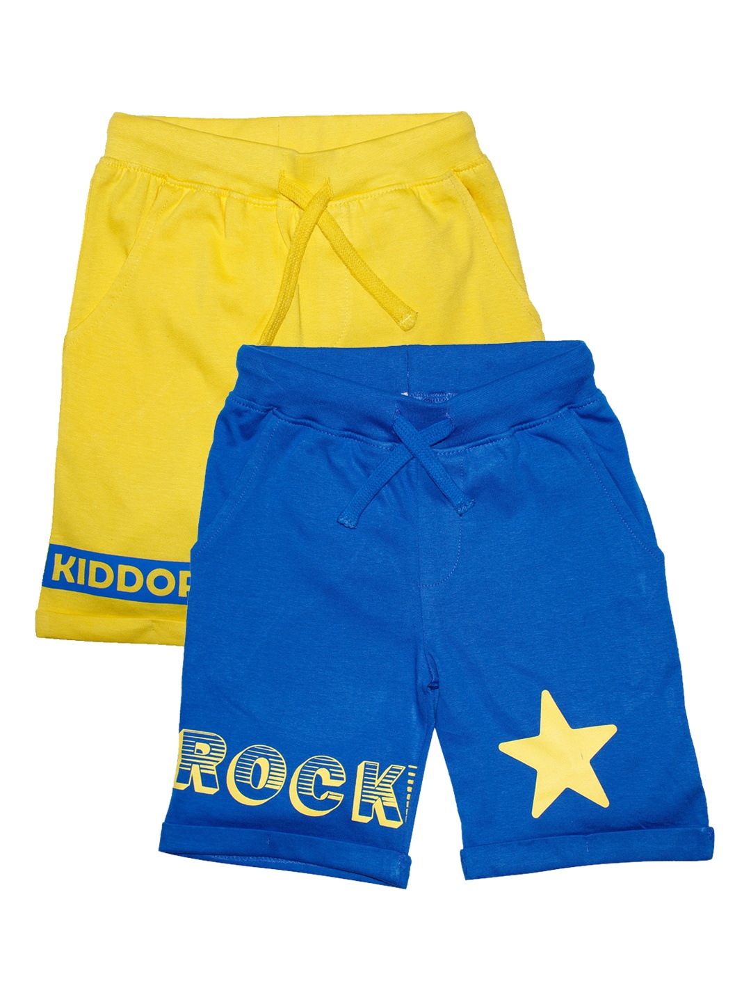 

KiddoPanti Boys Pack of 2 Printed Regular Fit Shorts, Mustard