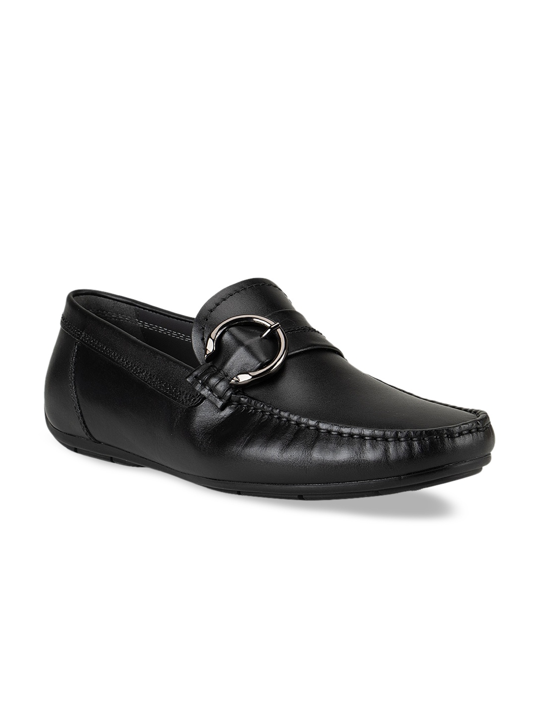 

ROSSO BRUNELLO Men Black Leather Loafers Casual Shoes