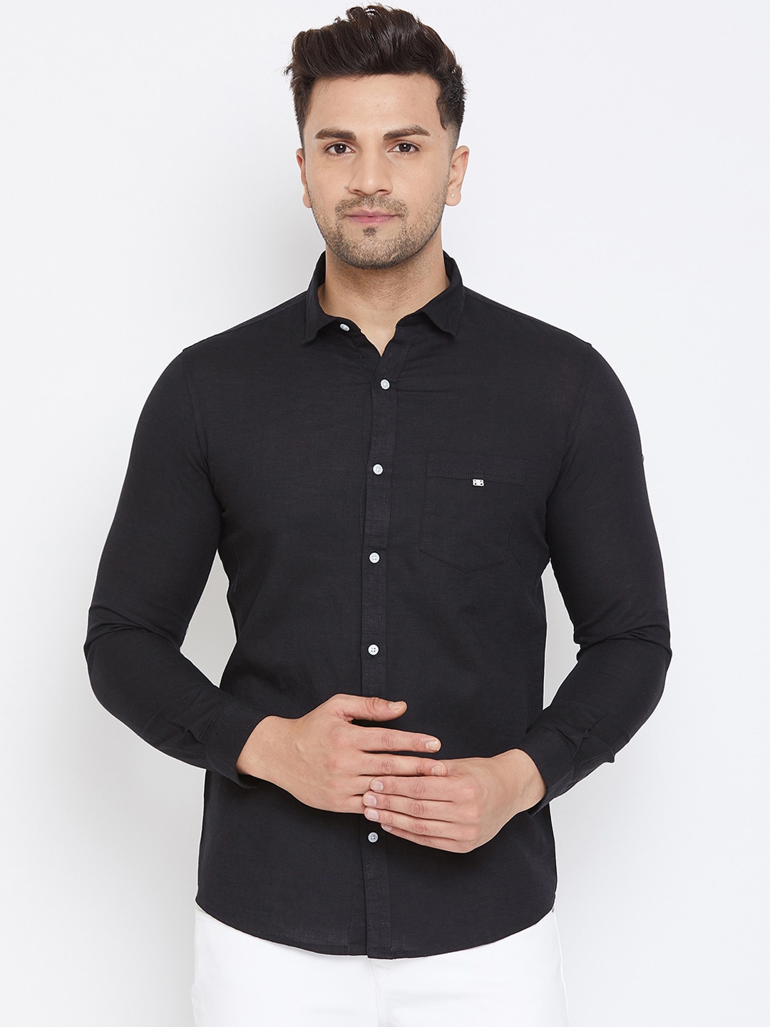 

Canary London Men Black Slim Fit Solid Casual Shirt