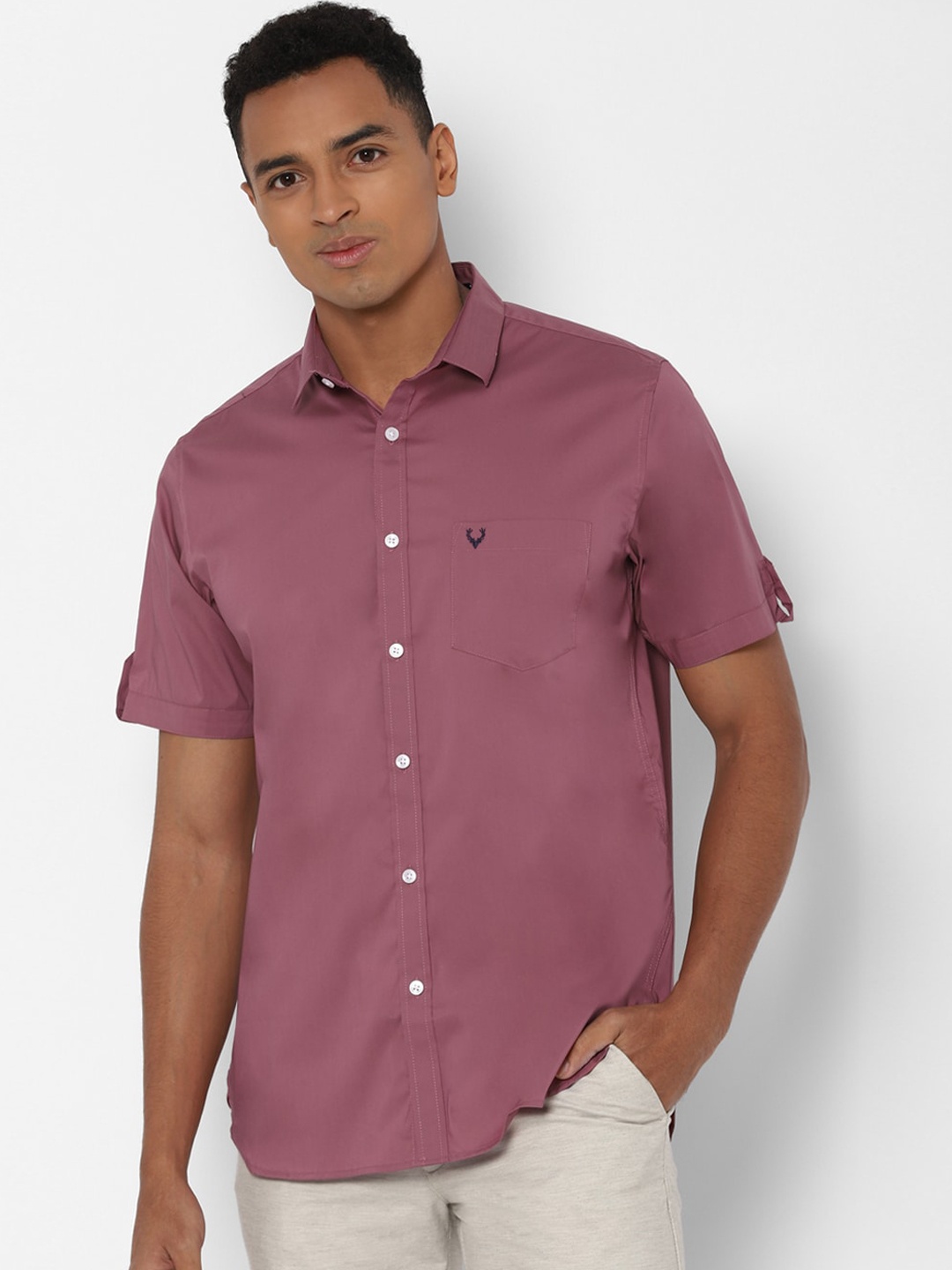 

Allen Solly Men Mauve Slim Fit Solid Casual Shirt