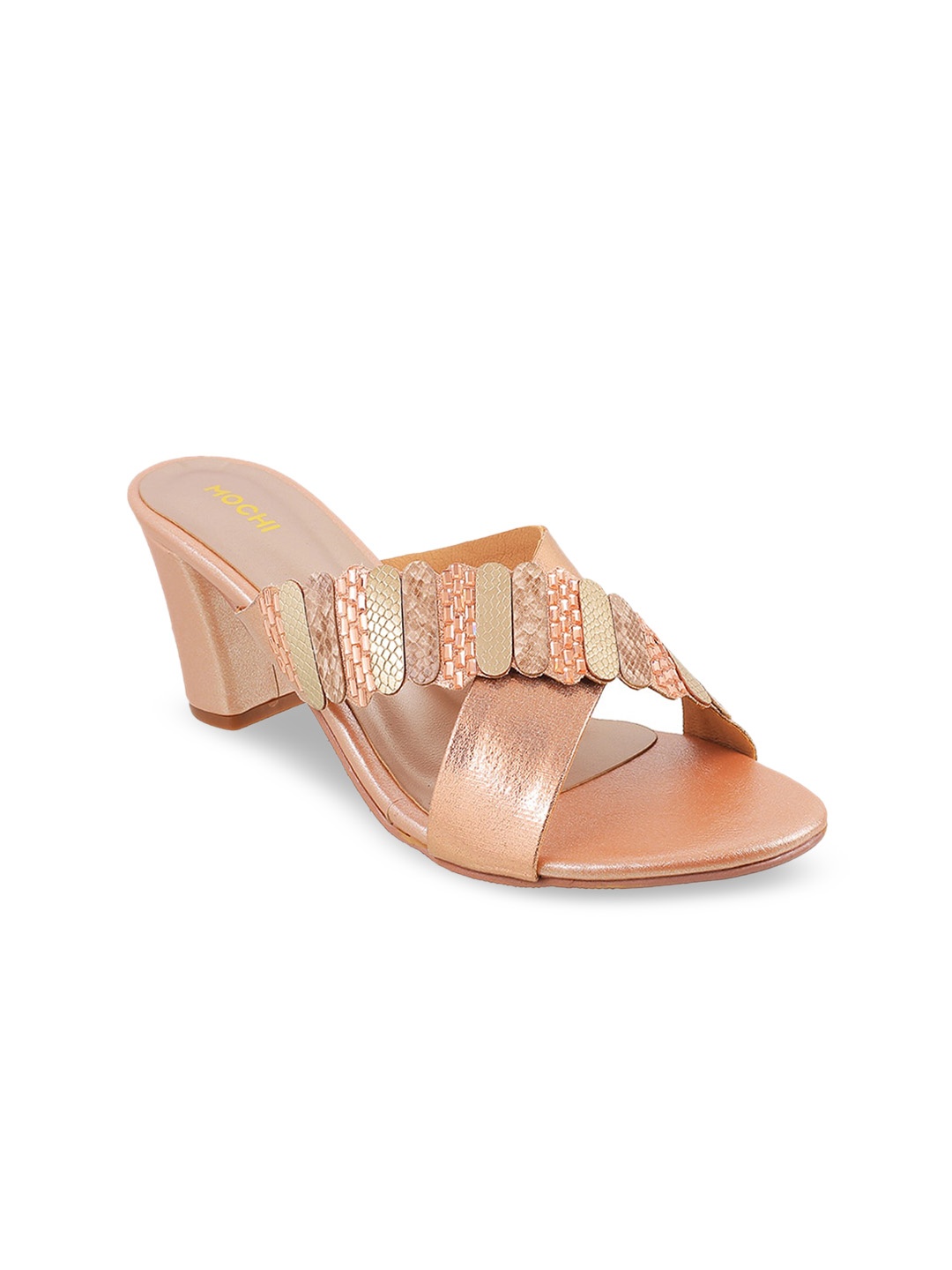 

Mochi Women Tan Brown Textured Block Heels