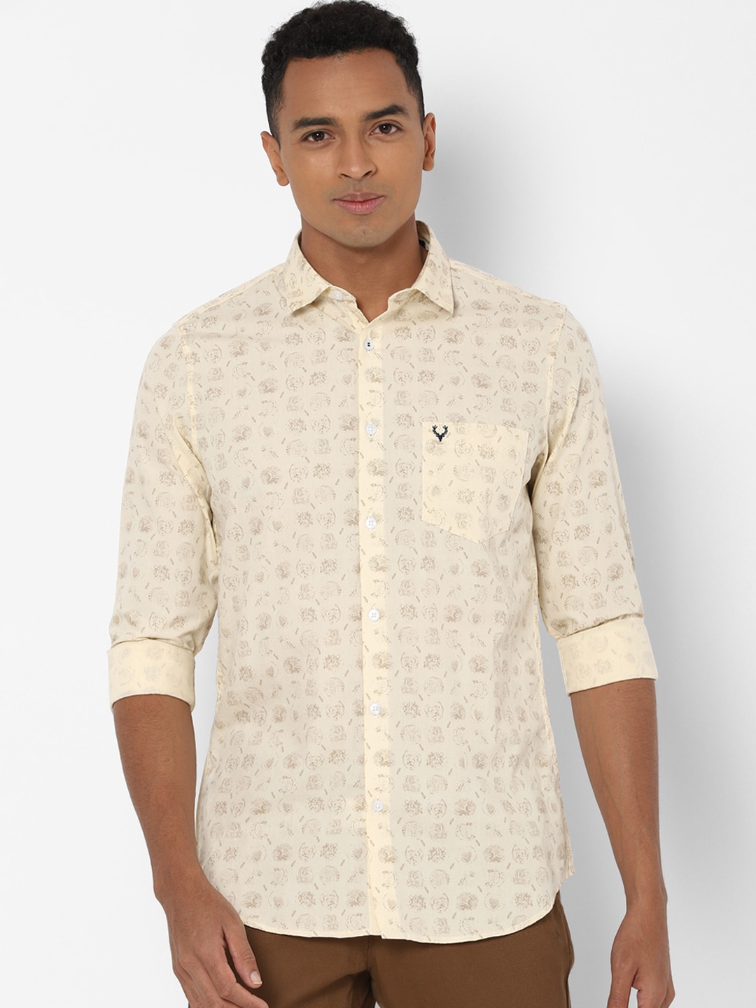 

Allen Solly Men Yellow Slim Fit Printed Casual Shirt