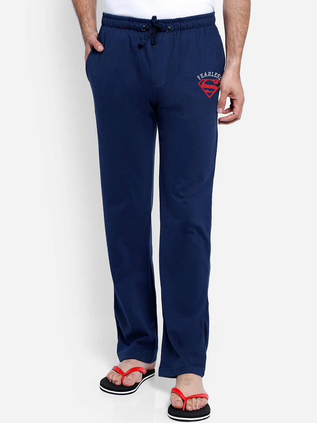 

Free Authority Men Navy Blue & Red Superman Print Lounge Pants