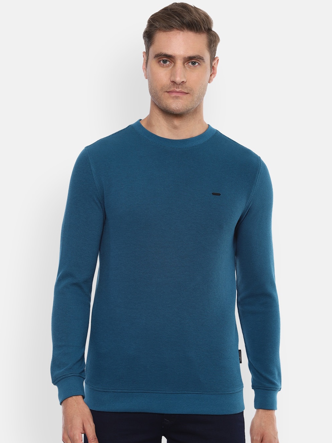 Van Heusen Sport Men Teal Solid Sweatshirt